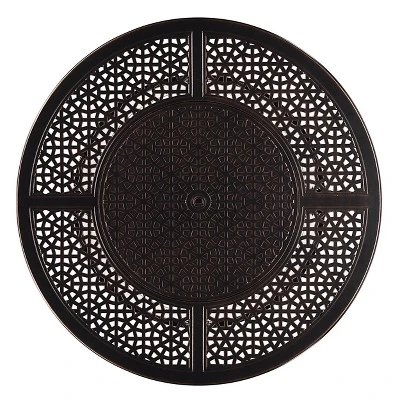 5pc Set With 44" Round Outdoor Aluminum Fire Pit Table & Four Swivel Rocking Chairs & Wind Blocker Lid - Oakland Living 5 5pc Set With 44" Round Outdoor Aluminum Fire Pit Table & Four Swivel Rocking Chairs & Wind Blocker Lid - Oakland Living - Image 3