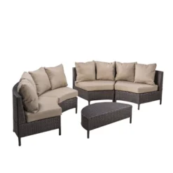 Newton 5pc Wicker Patio Lounge Set- Brown - Christopher Knight Home -Garden & Outdoors GUEST 34073838 3148 494b be4f bb7d72d965f6