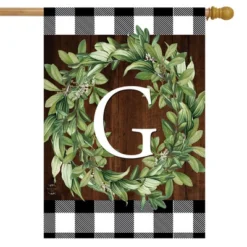 Wreath Monogram G Double-Sided House Flag Everyday 28" X 40" Briarwood Lane