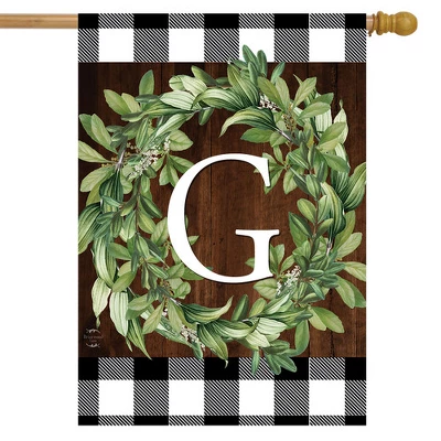 Wreath Monogram G Double-Sided House Flag Everyday 28" X 40" Briarwood Lane 3 Wreath Monogram G Double-Sided House Flag Everyday 28" X 40" Briarwood Lane
