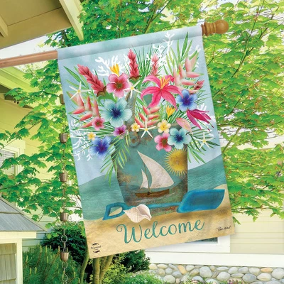 Coastal Flowers Summer House Flag Welcome Beach 28" X 40" Briarwood Lane 4 Coastal Flowers Summer House Flag Welcome Beach 28" X 40" Briarwood Lane - Image 2