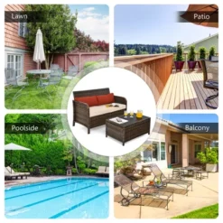 Costway 2PCS Patio Rattan Furniture Set Cushioned Loveseat Table Garden Deck 14 Costway 2PCS Patio Rattan Furniture Set Cushioned Loveseat Table Garden Deck -Garden & Outdoors GUEST 36827079 cf14 474c a1b4 4c7293ea3c21