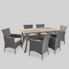 Bennett 7pc Acacia Wood And Wicker Dining Set - Christopher Knight Home -Garden & Outdoors GUEST 36e84492 6a6d 4f02 b03a 2ae87e01ebf4