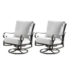 5pc Set With 44" Outdoor Aluminum Round Fire Table & 4 Deep Seating Swivel Rocking Chairs & Wind Blocker Lid - Oakland Living -Garden & Outdoors GUEST 37634957 e706 4ba1 8cd0 2f52a2352bd3