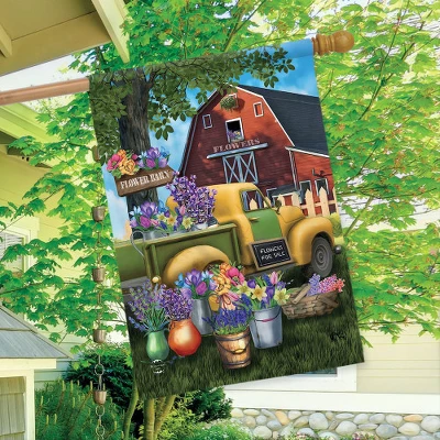 Flower Barn Spring House Flag Pickup Truck Barn Floral 28" X 40" Briarwood Lane 4 Flower Barn Spring House Flag Pickup Truck Barn Floral 28" X 40" Briarwood Lane - Image 2