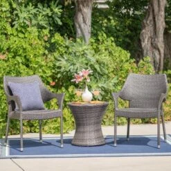 Mirage 3pc Wicker Stacking Chair Chat Set - Christopher Knight Home -Garden & Outdoors GUEST 386a6ef5 9296 4963 b1dc 8513250c05fc