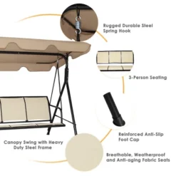 Costway Outdoor Patio Swing Canopy 3 Person Canopy Swing Chair Patio Hammock Brown 15 Costway Outdoor Patio Swing Canopy 3 Person Canopy Swing Chair Patio Hammock Brown -Garden & Outdoors GUEST 39d048f4 5cd4 4f33 8811 1f4a3000ddf4