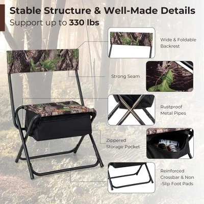 Costway Folding Hunting Chair Foldable Portable Fishing Stool With Storage Pocket 9 Costway Folding Hunting Chair Foldable Portable Fishing Stool With Storage Pocket - Image 7