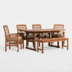 Ravenscroft 6pc Acacia Wood Patio Dining Set With Cushions - Saracina Home -Garden & Outdoors GUEST 3becc04d 78d6 4593 acae d24ff29e746c