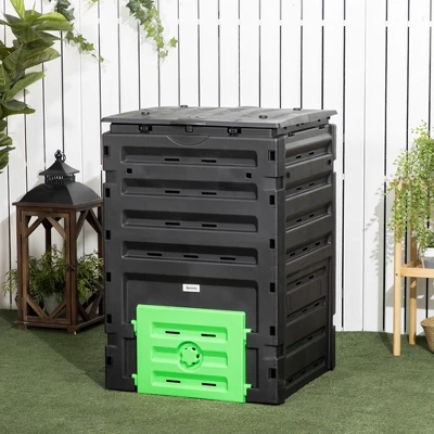 Outsunny 120 Gallon Compost Bin, Large Composter With 80 Vents And 2 Sliding Doors, Lightweight & Sturdy 4 Outsunny 120 Gallon Compost Bin, Large Composter With 80 Vents And 2 Sliding Doors, Lightweight & Sturdy - Image 2