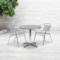 Flash Furniture Mellie 31.5'' Round Aluminum Indoor-Outdoor Table With Base