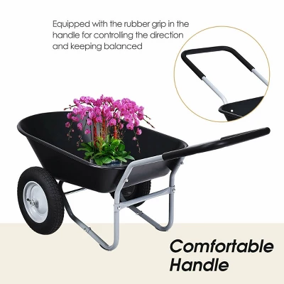 Costway 2 Tire Wheelbarrow Cart Heavy-duty Dolly Utility Cart Black 8 Costway 2 Tire Wheelbarrow Cart Heavy-duty Dolly Utility Cart Black - Image 6