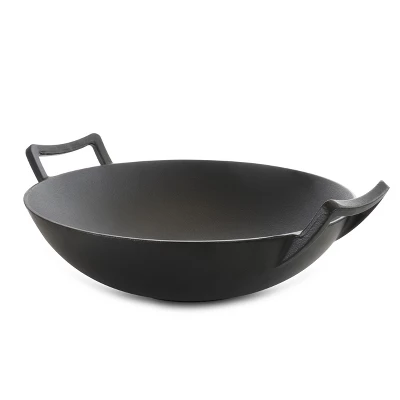 Gibson General Store Addlestone 2 Piece 14 Inch Heavy Duty Cast Iron Wok With Wood Lid 4 Gibson General Store Addlestone 2 Piece 14 Inch Heavy Duty Cast Iron Wok With Wood Lid - Image 2