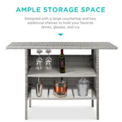 Best Choice Products Outdoor Patio Wicker Bar Counter Table W/ 2 Steel Shelves, 2 Sets Of Rails 13 Best Choice Products Outdoor Patio Wicker Bar Counter Table W/ 2 Steel Shelves, 2 Sets Of Rails -Garden & Outdoors GUEST 3d73aede bf4a 42b3 970a 01b841046307