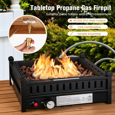Costway Portable Tabletop Fire Bowl 40,000 BTU Propane Firepit Fit Umbrella Holes Table 7 Costway Portable Tabletop Fire Bowl 40,000 BTU Propane Firepit Fit Umbrella Holes Table - Image 5
