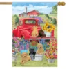 Spring Day Puppies House Flag Red Pickup Truck Floral 28" X 40" Briarwood Lane 2 Spring Day Puppies House Flag Red Pickup Truck Floral 28" X 40" Briarwood Lane -Garden & Outdoors GUEST 41683139 7400 49fc 80ab 73b97360c8a9