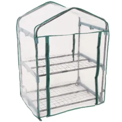 Sunnydaze Decor Sunnydaze Outdoor Portable Growing Rack 2-Tier Greenhouse With PVC Roll-Up Door - 2 Shelves - Clear -Garden & Outdoors GUEST 41c4fa6f ca00 489a 85db 1fc4034cc2d0