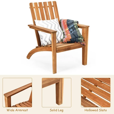 Costway 2PCS Patio Acacia Wood Adirondack Chair Lounge Armchair Durable Outdoor Garden 9 Costway 2PCS Patio Acacia Wood Adirondack Chair Lounge Armchair Durable Outdoor Garden - Image 7