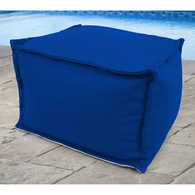 Outdoor Bean Filled Pouf/Ottoman In Sunbrella Canvas Pacific Blue - Jordan Manufacturing 4 Outdoor Bean Filled Pouf/Ottoman In Sunbrella Canvas Pacific Blue - Jordan Manufacturing - Image 2