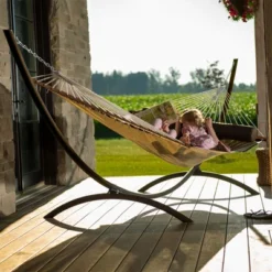 Vivere 15ft Arc Steel Hammock Stand -Garden & Outdoors GUEST 42eda105 9ba8 40d5 9dc3 324a4a76fecf