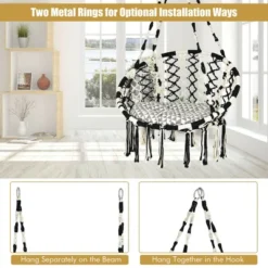 Costway Hanging Hammock Chair With Cushion Macrame Swing Cotton Rope Indoor Outdoor 16 Costway Hanging Hammock Chair With Cushion Macrame Swing Cotton Rope Indoor Outdoor -Garden & Outdoors GUEST 438b28f8 362a 424b 8f67 3da8283b781c