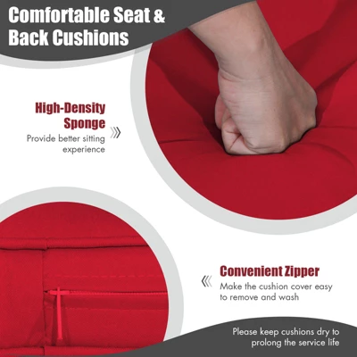 Tangkula Outdoor Porch Swing Bench, Patio Wicker Hanging Swing With Rustproof Chains & Comfortable Cushions Off White/Turquoise/Red/Black 11 Tangkula Outdoor Porch Swing Bench, Patio Wicker Hanging Swing With Rustproof Chains & Comfortable Cushions Off White/Turquoise/Red/Black - Image 9