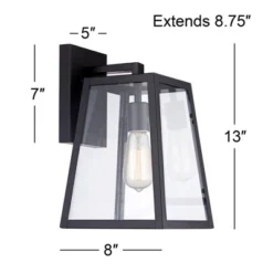 John Timberland Arrington Modern Outdoor Wall Lights Fixtures Set Of 4 Mystic Black 13" Clear Glass For Post Exterior Barn Deck House Porch Yard Patio -Garden & Outdoors GUEST 46e896d0 0c33 4b2a bb15 0035273f142b