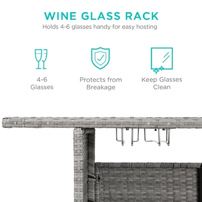 Best Choice Products Outdoor Patio Wicker Bar Counter Table W/ 2 Steel Shelves, 2 Sets Of Rails 7 Best Choice Products Outdoor Patio Wicker Bar Counter Table W/ 2 Steel Shelves, 2 Sets Of Rails - Image 5