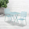 Emma And Oliver Commercial 28" Square Metal Folding Patio Table Set W/ 2 Square Back Chairs -Garden & Outdoors GUEST 48afe045 8507 4053 801c de20f8661d29