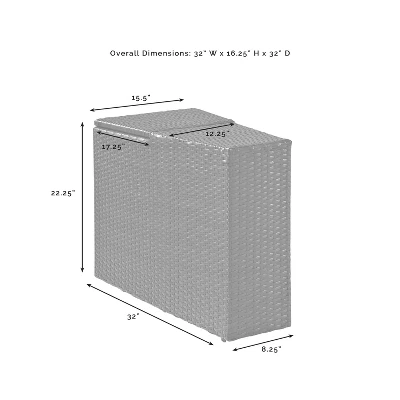 Catalina Outdoor Wicker Arm Table - Gray - Crosley 8 Catalina Outdoor Wicker Arm Table - Gray - Crosley - Image 6