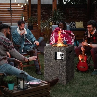 Costway 16'' Square Outdoor Propane Fire Pit W/Lava Rocks Waterproof Cover 30,000 BTU 10 Costway 16'' Square Outdoor Propane Fire Pit W/Lava Rocks Waterproof Cover 30,000 BTU - Image 8