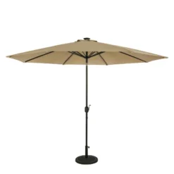 11' X 11' Calypso II Market Patio Umbrella With Solar LED Strip Lights Champagne - Island Umbrella
