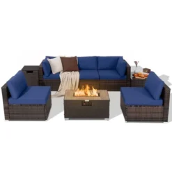 Costway 8PCS Patio Rattan Furniture Set Fire Pit Table Tank Holder Cover Deck Off White/Black/Navy/Red/Turquoise 26 Costway 8PCS Patio Rattan Furniture Set Fire Pit Table Tank Holder Cover Deck Off White/Black/Navy/Red/Turquoise -Garden & Outdoors GUEST 49b88d23 d9e0 465a 9fc1 007877eb6298