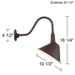 Franklin Iron Works Neihart Rustic Farmhouse Outdoor Barn Light Fixture Bronze Curving Gooseneck 18" Post Exterior Barn Deck House Porch Yard Patio -Garden & Outdoors GUEST 4ae4b7b5 5b6e 41ab 8b8e 0870ffe7af48