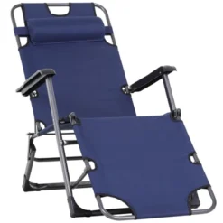 Outsunny 2-in-1 Folding Patio Lounge Chair W/ Pillow, Outdoor Portable Sun Lounger Reclining To 120°/180°, Oxford Fabric -Garden & Outdoors GUEST 4c746a11 f680 42fa b93a b5a10623f155