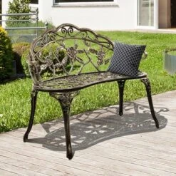 Costway Outdoor Garden Bench Chair Loveseat Cast Aluminum Patio Antique Rose 12 Costway Outdoor Garden Bench Chair Loveseat Cast Aluminum Patio Antique Rose -Garden & Outdoors GUEST 4c7a5c81 5669 483a a1b2 b4c4f2c525fb