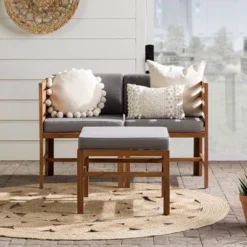 3pc Modular Acacia Wood Patio Chat Set With Cushions - Saracina Home -Garden & Outdoors GUEST 4cc38bd9 3ca1 4e61 a564 59459ce12f1d