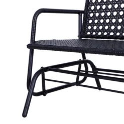 Outsunny Patio 2-Person Wicker Glider Bench Rocking Chair, Outdoor All-Hand Woven PE Rattan Loveseat For Patio, Garden, Porch, Lawn, Black 11 Outsunny Patio 2-Person Wicker Glider Bench Rocking Chair, Outdoor All-Hand Woven PE Rattan Loveseat For Patio, Garden, Porch, Lawn, Black -Garden & Outdoors GUEST 4d549c58 cf73 4d0e 8d9f 865a7ff498a5