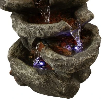 Sunnydaze Decor Sunnydaze Indoor Home Office Relaxing 6-Tiered Stone Falls Tabletop Water Fountain With LED Lights - 15" 5 Sunnydaze Decor Sunnydaze Indoor Home Office Relaxing 6-Tiered Stone Falls Tabletop Water Fountain With LED Lights - 15" - Image 3