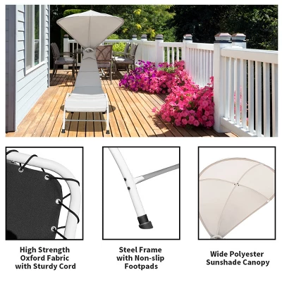 Costway Chaise Lounge Chair With Canopy Hammock Chair With Canopy OrangeBeigeTurquoise 8 Costway Chaise Lounge Chair With Canopy Hammock Chair With Canopy OrangeBeigeTurquoise - Image 6