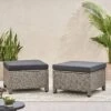 Puerta 2pk Outdoor Wicker Ottomans With Cushions - Black/Dark Gray - Christopher Knight Home -Garden & Outdoors GUEST 4f091344 9851 439b 95ce b83d54888b20