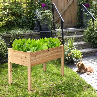 Costway Wooden Raised Vegetable Garden Bed Elevated Grow Vegetable Planter 3 Costway Wooden Raised Vegetable Garden Bed Elevated Grow Vegetable Planter