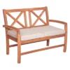 Acacia Wood X-Back Love Seat With Cushions Brown - Saracina Home -Garden & Outdoors GUEST 5025cd8a 3e93 48c0 9131 05e6aef5ea9b