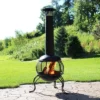Sunnydaze Decor Sunnydaze Outdoor Backyard Patio Steel Wood-Burning Fire Pit Chiminea With Rain Cap And Mesh Sides - 66" - Black -Garden & Outdoors GUEST 5081b5e0 b3d9 46eb 8288 f3cef9bee721