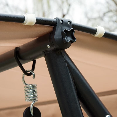 Outsunny 3 Seat Outdoor Free Standing Swing Bench Porch Swing With Stand, Comfortable Cushioned Fabric & Included Canopy 7 Outsunny 3 Seat Outdoor Free Standing Swing Bench Porch Swing With Stand, Comfortable Cushioned Fabric & Included Canopy - Image 5