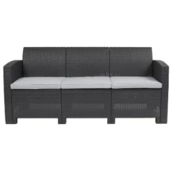 Emma And Oliver Faux Rattan Sofa With All-Weather Cushions -Garden & Outdoors GUEST 51249c47 1b3b 4e8b b099 3ab5e78e2261