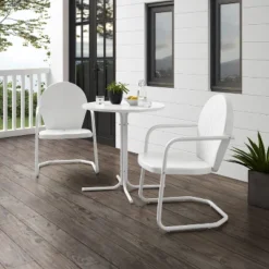 Griffith 3pc Outdoor Bistro Set With Table & 2 Chairs - White - Crosley -Garden & Outdoors GUEST 51b2ae0e ce25 4794 bae8 b3f70de313ab