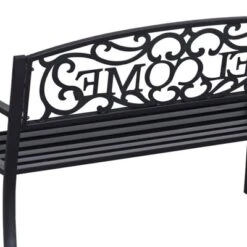 Outsunny 50" Outdoor Metal Welcome Bench, Powder Coated Cast Iron Sign & Steel Frame, 2 Person Bench With Antique Vine Motifs & Slatted Seat, Black 10 Outsunny 50" Outdoor Metal Welcome Bench, Powder Coated Cast Iron Sign & Steel Frame, 2 Person Bench With Antique Vine Motifs & Slatted Seat, Black -Garden & Outdoors GUEST 51e8788d e83e 4e4b a762 f886fb39d32e