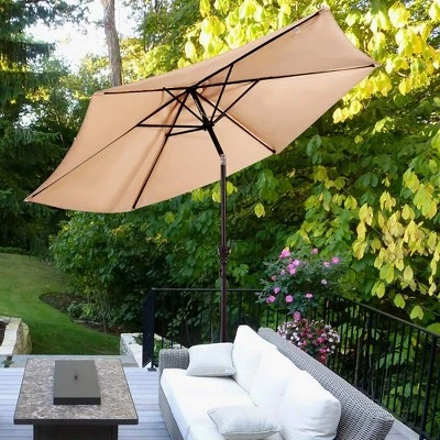Costway 9ft Patio Umbrella Outdoor W/ 50 LBS Round Umbrella Stand W/ Wheels 4 Costway 9ft Patio Umbrella Outdoor W/ 50 LBS Round Umbrella Stand W/ Wheels - Image 2