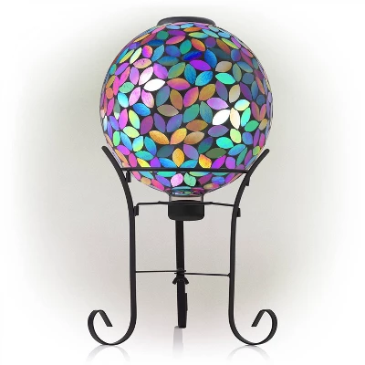 11" Solar Mosaic Iron/Glass Gazing Globe With Stand Purple - Alpine Corporation 6 11" Solar Mosaic Iron/Glass Gazing Globe With Stand Purple - Alpine Corporation - Image 4